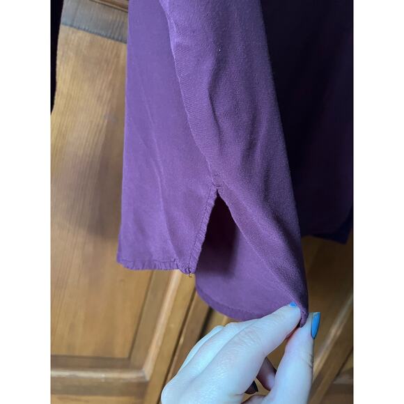 Lou & Grey Women's Crewneck Mixed Media Blouse Dolman Long Sleeve Maroon Size M - Picture 5 of 8
